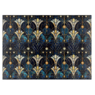 Elegant Gold Lotus Faux Stained Glass Pattern Cutting Board