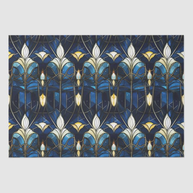 Elegant Gold Lotus Faux Stained Glass Pattern Tissue Paper (Front)