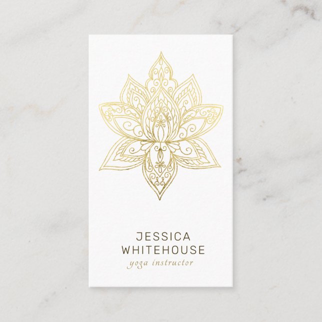 Elegant Gold Lotus Flower  Business Card (Front)