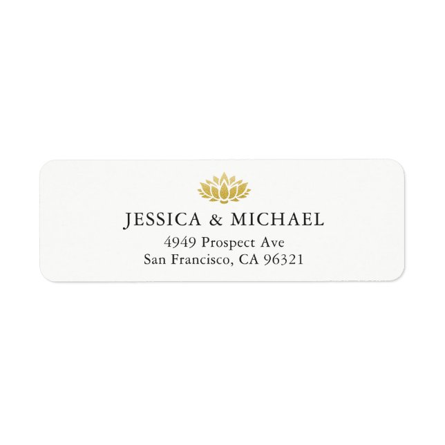 Elegant Gold Lotus Flower Custom Return Address Label (Front)