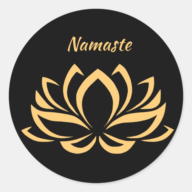 Elegant Gold Lotus Flower Namaste Zen Yoga Classic Round Sticker (Front)