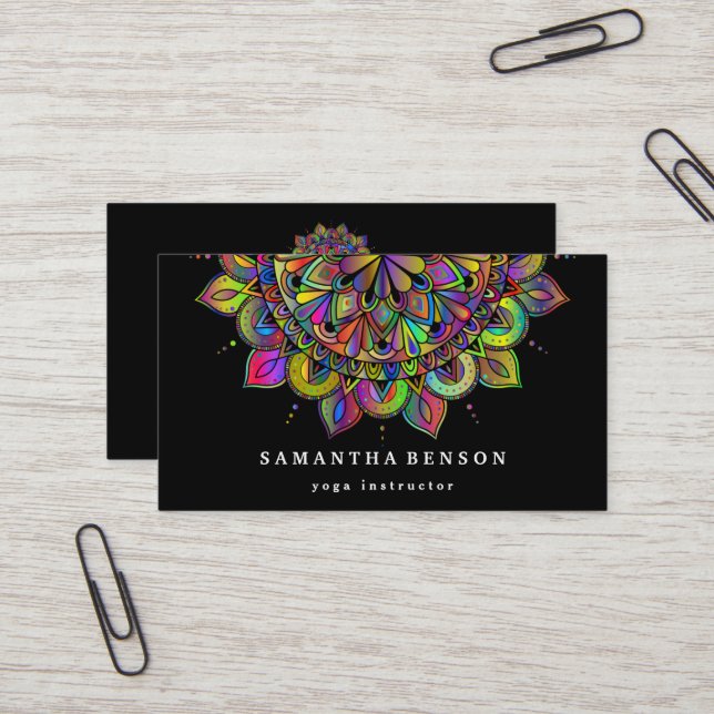 Elegant Gold Lotus Logo Yoga Meditation Wellness B Business Card (Front/Back In Situ)
