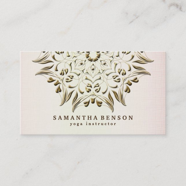 Elegant Gold Lotus Logo Yoga Meditation Wellness Business Card (Front)