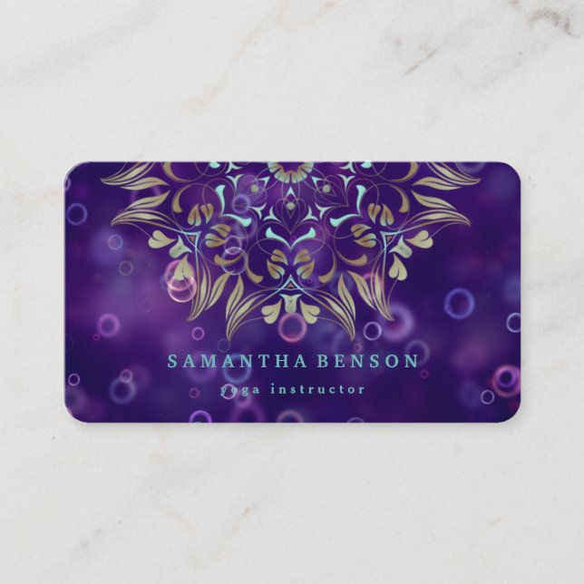 Elegant Gold Lotus Logo Yoga Meditation Wellness Business Card (Front)