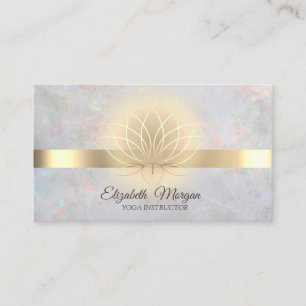 Elegant Gold Lotus Opal Yoga Instructor Business Card