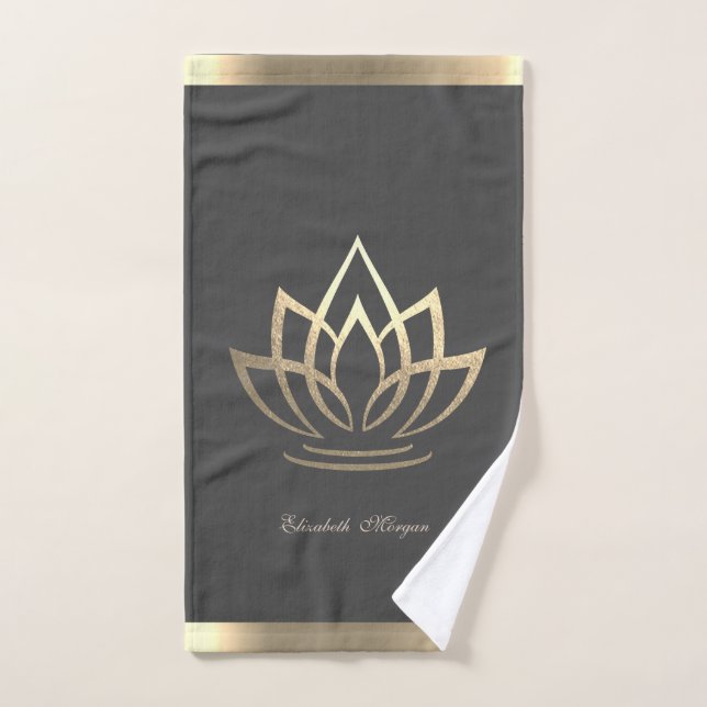 Elegant Gold Lotus, Yoga  Bath Towel Set (Hand Towel)