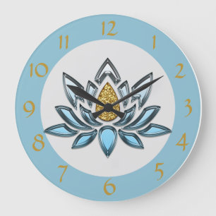 Elegant Gold Lotus Zen Yoga Meditation Large Clock