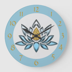 Elegant Gold Lotus Zen Yoga Meditation Large Clock