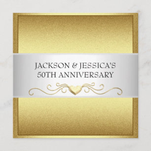 Elegant Gold Love Hearts 50th Anniversary Party Invitation