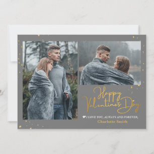 Elegant Gold Love valentine's day couple photo Holiday Card