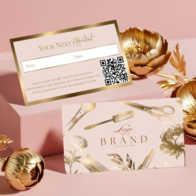 Elegant Gold Luxury Beauty Salon Business Brand Appointment Card (Elegant Gold Luxury Beauty Salon Business Brand Appointment Card)