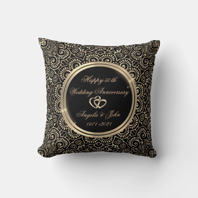 Elegant Gold Mandala 50th Wedding Anniversary  Cushion (Front)