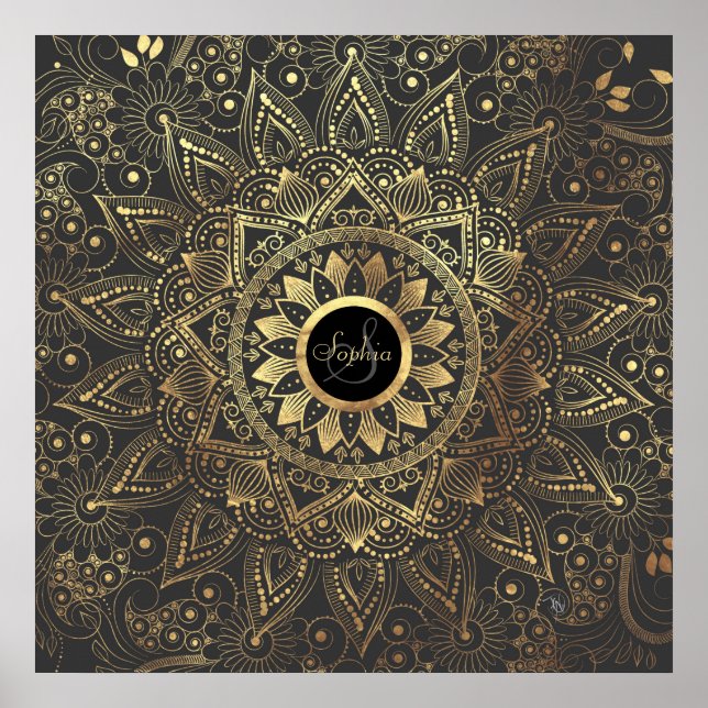 Elegant gold mandala artwork poster (Front)