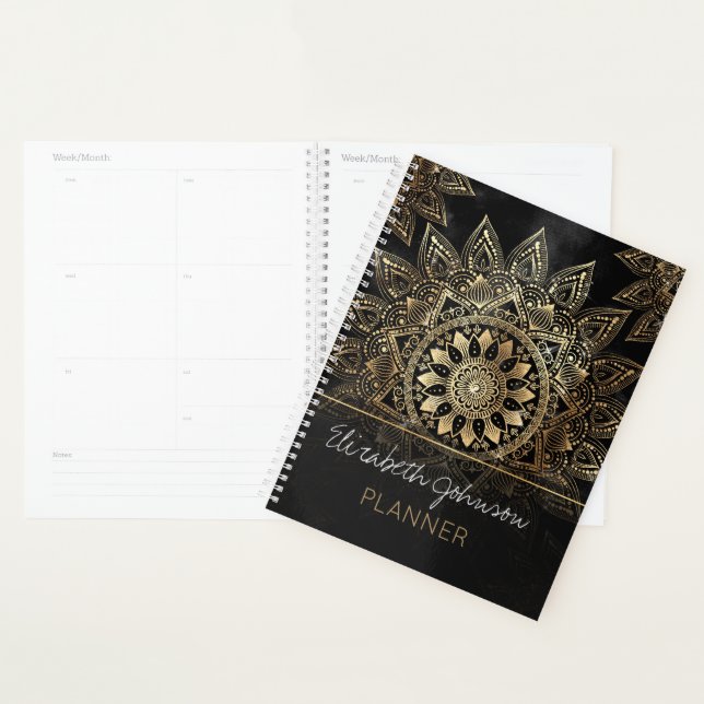 Elegant Gold Mandala Black Design Planner (Display)