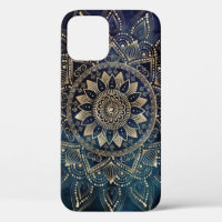 Elegant Gold Mandala Blue Galaxy