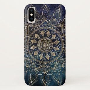 Elegant Gold Mandala Blue Galaxy Design iPhone X Case