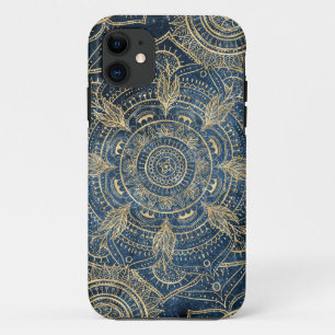 Elegant Gold Mandala Blue Whimsy Design iPhone 11 Case