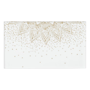 Elegant Gold Mandala Confetti Design Name Tag