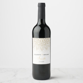 Elegant Gold Mandala Confetti Design Wine Label