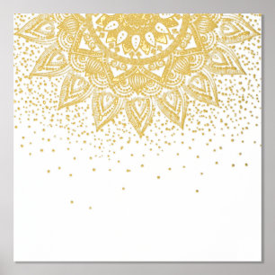 Elegant Gold Mandala Dots Design Foil Prints