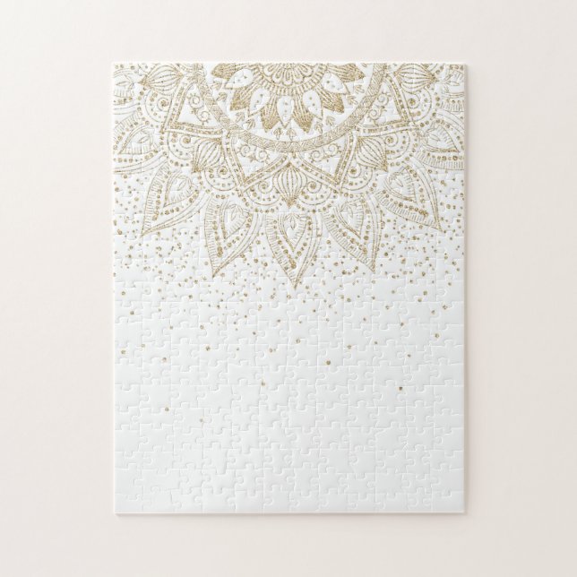 Elegant Gold Mandala Dots Design Jigsaw Puzzle (Vertical)