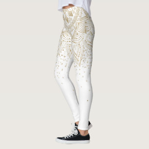 Elegant Gold Mandala Dots Design Leggings