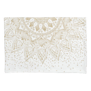 Elegant Gold Mandala Dots Design Pillowcase