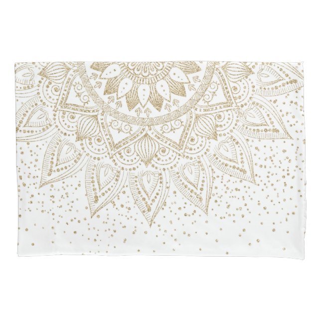 Elegant Gold Mandala Dots Design Pillowcase (Front)