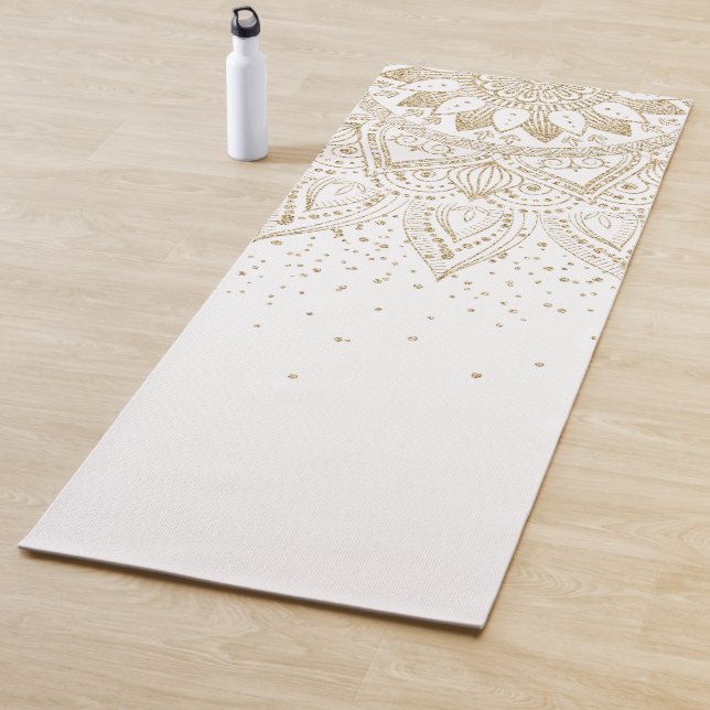 Elegant Gold Mandala Dots Design Yoga Mat (In Situ)
