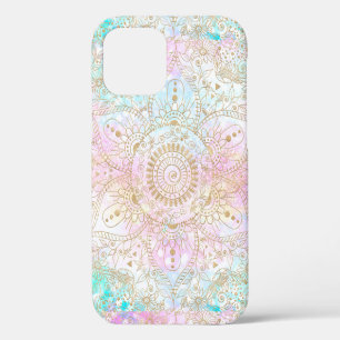 Elegant Gold Mandala & Holographic Glitter Design iPhone 12 Pro Case