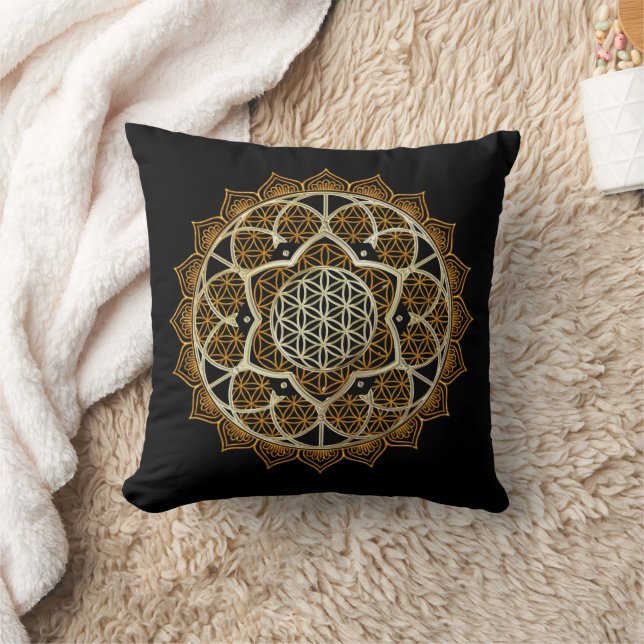 Elegant Gold Mandala Meditation Cushion (Blanket)