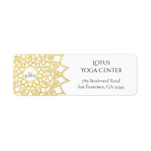 Elegant Gold Mandala Monogram Return Address Label