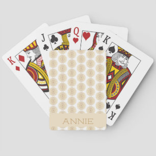 Elegant Gold Mandala Pattern on White Name Playing Cards