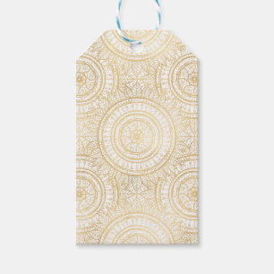 Elegant Gold Mandala Sunflower White Pattern Gift Tags