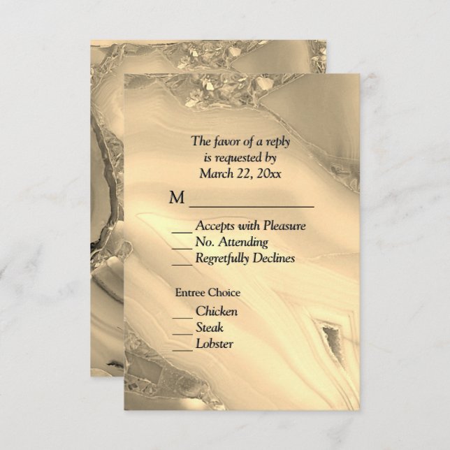 Elegant Gold Marble Agate RSVP with Menu Choices (Front/Back)