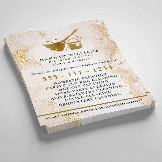 Elegant Gold Marble Cleaning Services  Flyer (Creator Uploaded)