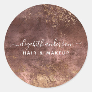 Elegant Gold Marble Modern Chic Salon Business Classic Round Sticker