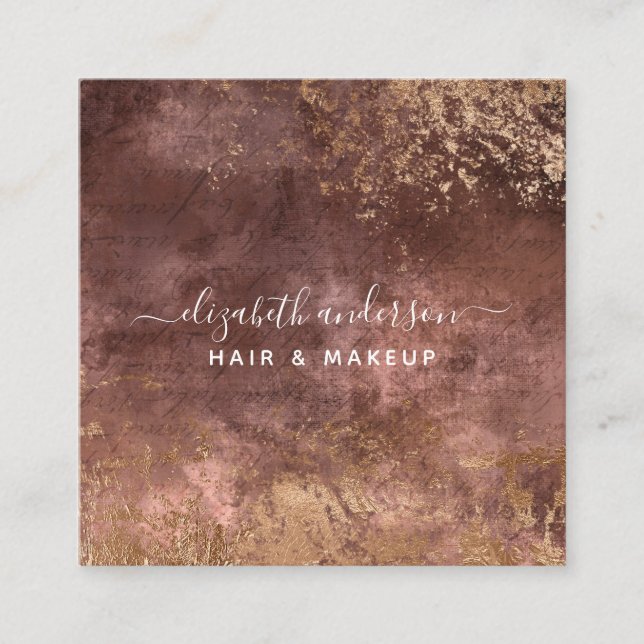Elegant Gold Marble Modern Chic Salon Business Square Business Card (Front)