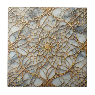 Elegant Gold Marble Seamless Pattern Ceramic Tile