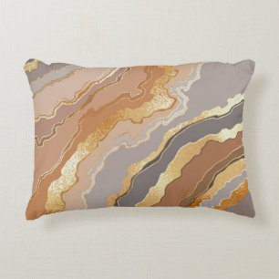 Elegant Gold Marble: Stylised Background. Decorative Cushion