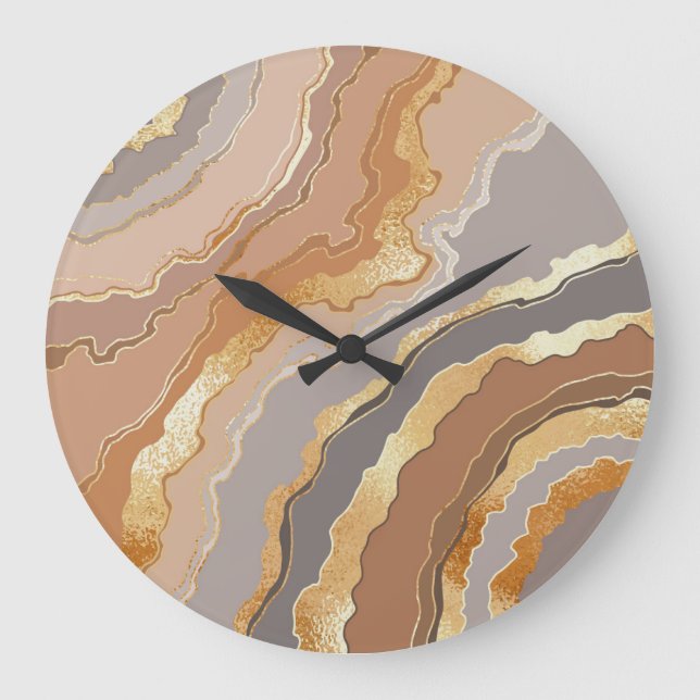 Elegant Gold Marble: Stylised Background. Large Clock (Front)