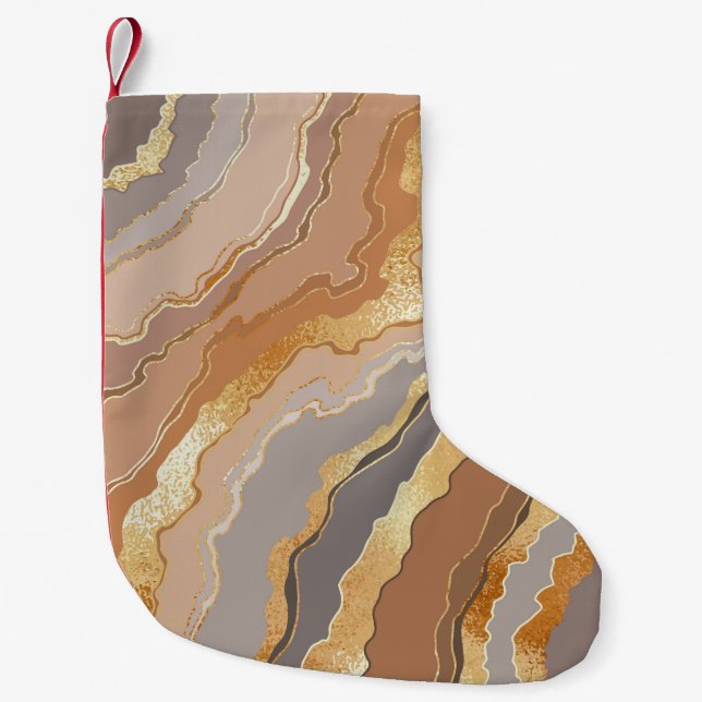 Elegant Gold Marble: Stylised Background. Small Christmas Stocking (Front)