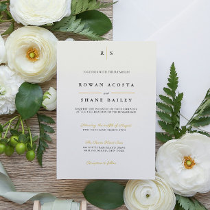Elegant gold Marfil old money classic Invitation