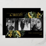 Elegant Gold Married & Bright Black & White Photo Foil Holiday Card<br><div class="desc">Elegant Gold Married & Bright Black and White Christmas Foil Holiday Card Celebrate your first holiday season as newlyweds with this luxurious "Married & Bright" Christmas card. Designed to reflect the elegance of your union, this card features a stunning blend of deep black and shimmering gold foil, creating a breath-taking...</div>