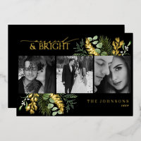 Elegant Gold Married & Bright Black & White Photo