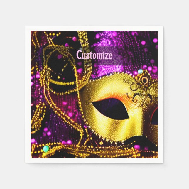 Elegant Gold Mask Napkin (Front)