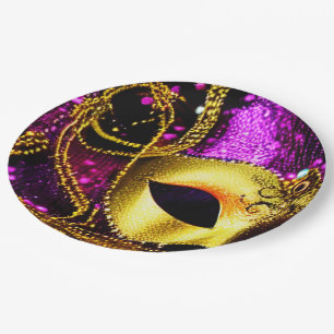 Elegant Gold Mask Paper Plate