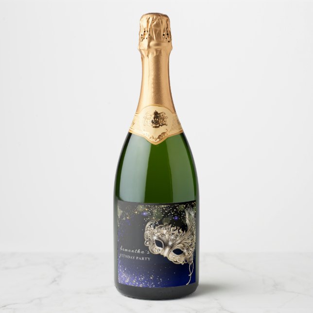 Elegant Gold Masquerade Party Bottle Label (Front)