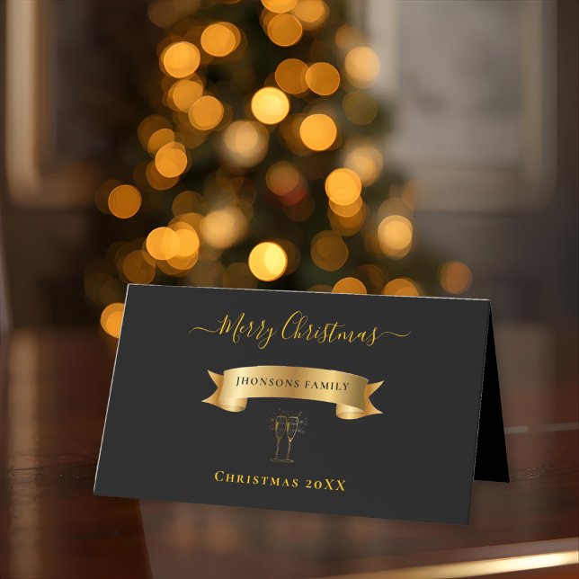 Elegant Gold Merry Christmas Personalized  Place Card (Creator Uploaded)