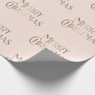Elegant Gold Merry Christmas Pink Holiday Wrapping Paper